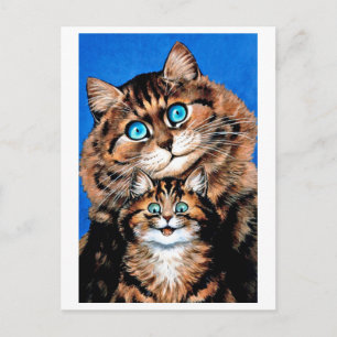 Funny Cat and Kitten, Louis Wain Postcard