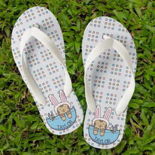 Funny Cat and Mouse Neutral Personalised Kid's Jandals