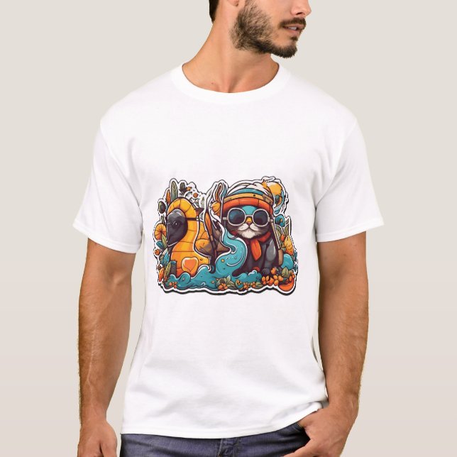 funny cat and turtle T-Shirt (Front)