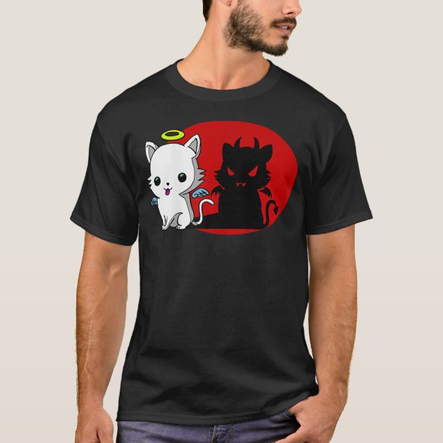 Funny Cat Angel Outside Devil Inside Comic Shirt (Front)