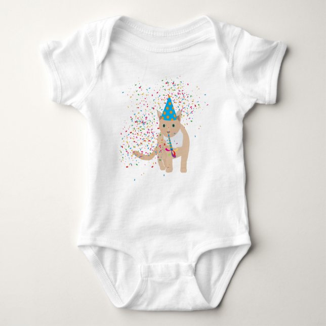 Funny Cat Animals Having a Party   Baby Bodysuit (Front)