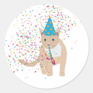 Funny Cat Animals Having a Party  Classic Round Sticker