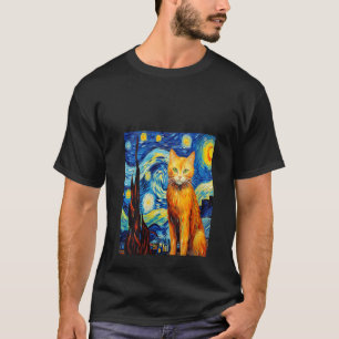 Funny cat art painting Cat Lover Starry Night Cat  T-Shirt