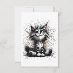 funny cat art print birthday, Christmas, Halloween Thank You Card