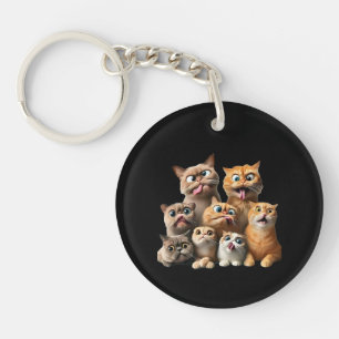 funny cat art print key ring