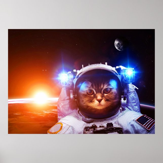 Funny Cat Astronaut Poster (Front)