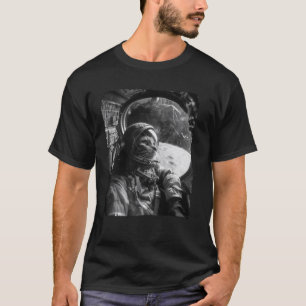 Funny Cat Astronaut Space Shuttle Window Photo Whi T-Shirt