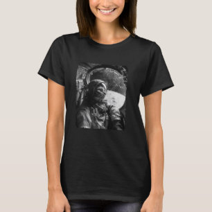 Funny Cat Astronaut Space Shuttle Window Photo Whi T-Shirt
