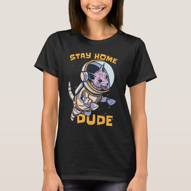 Funny Cat Astronaut Space T-Shirt (Front)