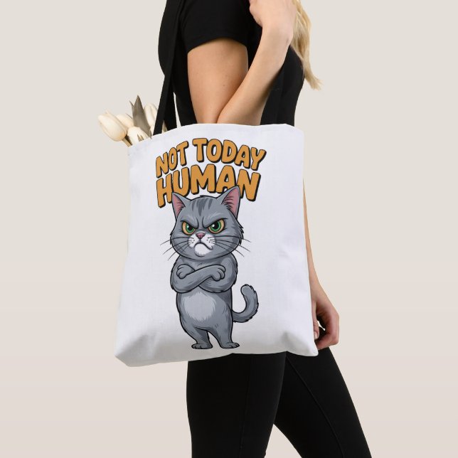 Funny Cat Attitude Tote Bag (Close Up)