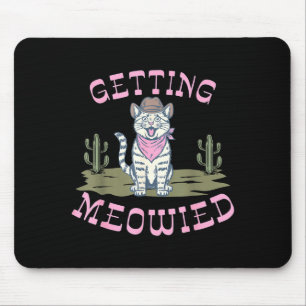 Funny cat bachelorette getting meowied bridal mouse pad