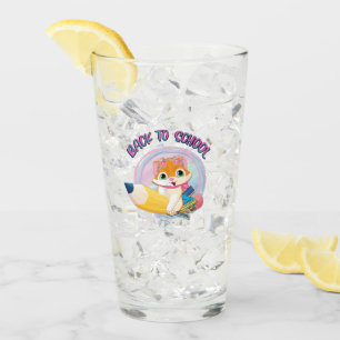 Funny Cat Back To School Glass