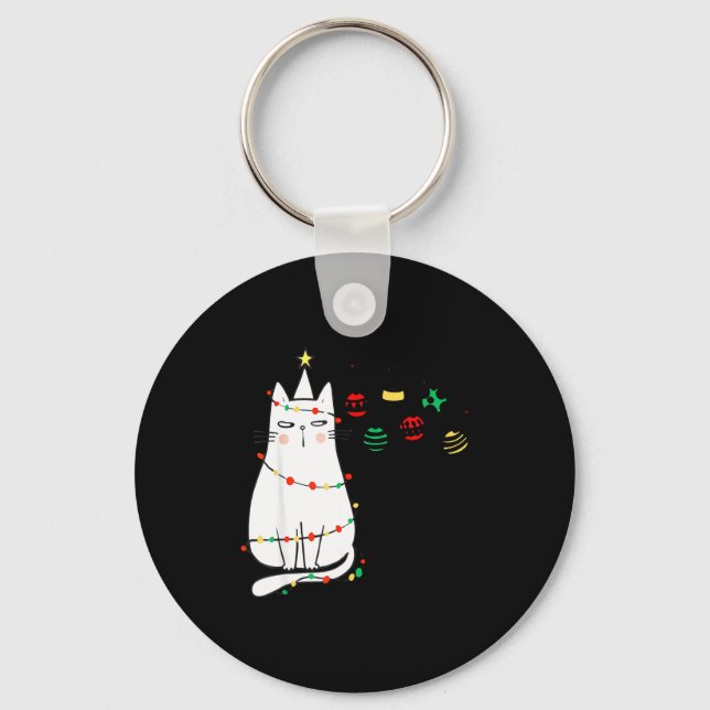 Funny Cat Ball Buster Christmas Humor  Key Ring (Front)