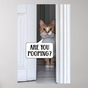 Funny Cat Bathroom Print Toilet Humour AI Art