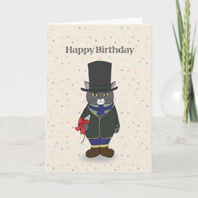 Funny Cat Birthday dead mice Gift from a Cat  Card (Front)
