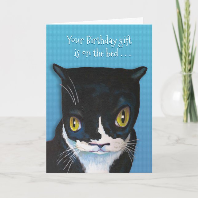 Funny Cat Birthday Greeting Card (Front)