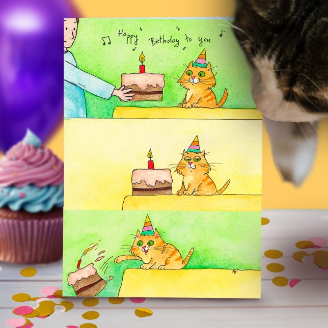 Funny Cat Birthday greeting card  (Creator Uploaded)