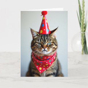 Funny Cat Birthday Hat Card
