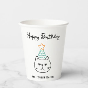 funny cat birthday paper cups