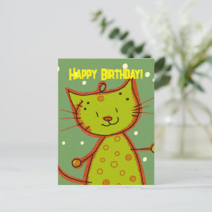 Funny Cat Birthday Postcard for Cat Lovers