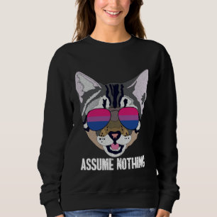 Funny Cat Bisexual Assume Nothing Bi Pride Sweatshirt