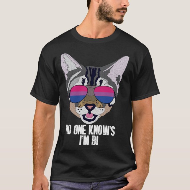 Funny Cat Bisexual Pride No One Knows I'm Bi Pullo T-Shirt (Front)