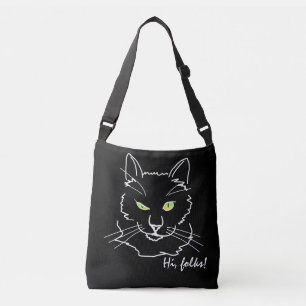 Funny Cat Black Crossbody Bag