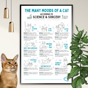 Funny Cat Body Language Poster – Feline Mood Chart