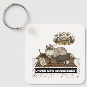 Funny Cat Boss Under New Management WFH Custom Nam Key Ring