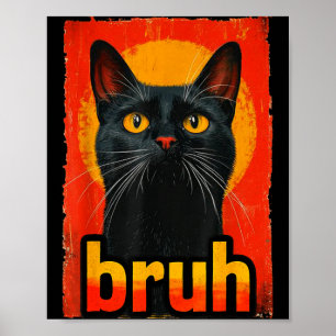 Funny Cat Bruh For Teens Boys Girls Men Women Meme Poster
