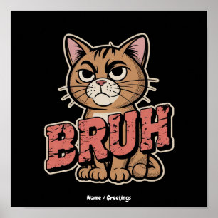 Funny Cat Bruh Meme Graphic Humour Cat Lover Gift Poster
