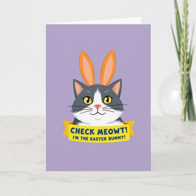 Funny Cat Bunny Ears Card (Front)