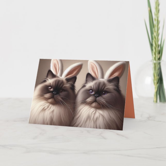Funny Cat Bunny Happy Easter Card (Front)