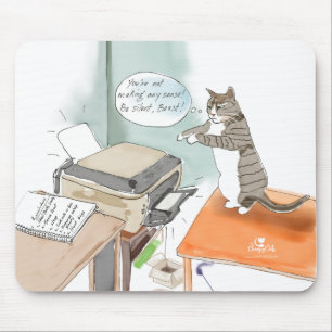 Funny cat cartoon mouse pad