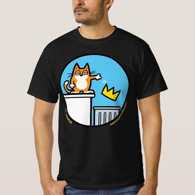 Funny Cat Cartoon No Kings Protest Rally T-shirt (Front)