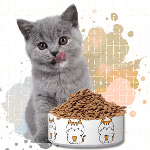 Funny Cat Cartoon Personalized Pet Kitten Feeding  Bowl