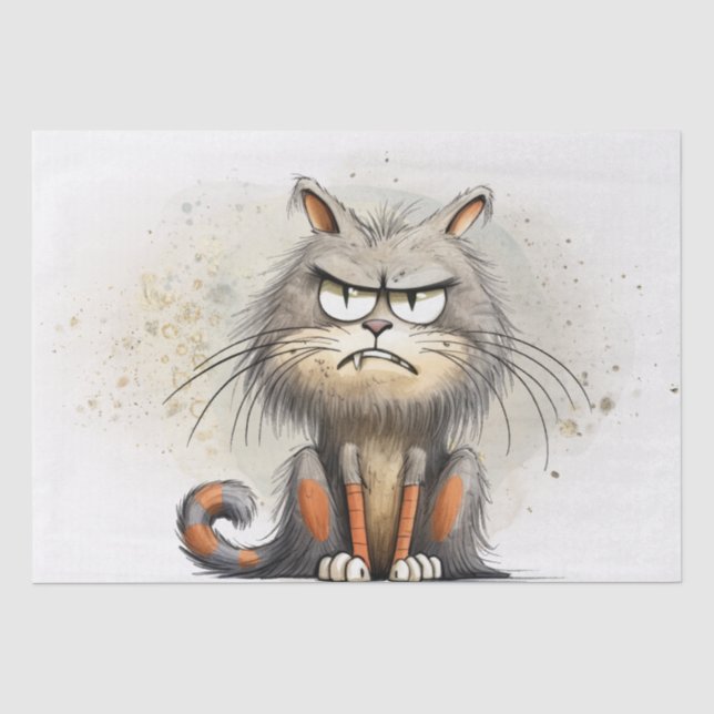 Funny Cat Cartoon Tissue Paper (Front)