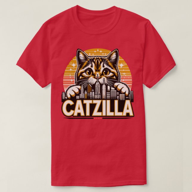 Funny Cat Catzilla T-Shirt (Design Front)