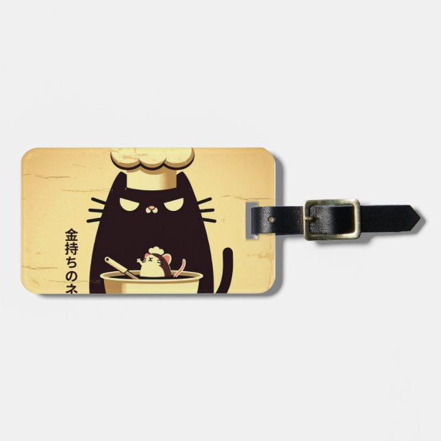Funny Cat Chef Cooking Luggage Tag (Front Horizontal)
