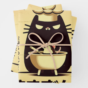 Funny Cat Chef Cooking Wrapping Paper Sheet