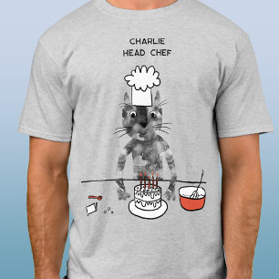 Funny Cat Chef Personalised Head Chef Cooking T-Shirt
