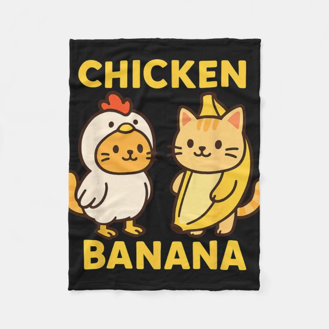 Funny Cat Chicken Nana  Fleece Blanket (Front)