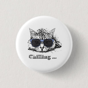 Funny Cat Chilling With Cute Sunglasses 3 Cm Round Badge