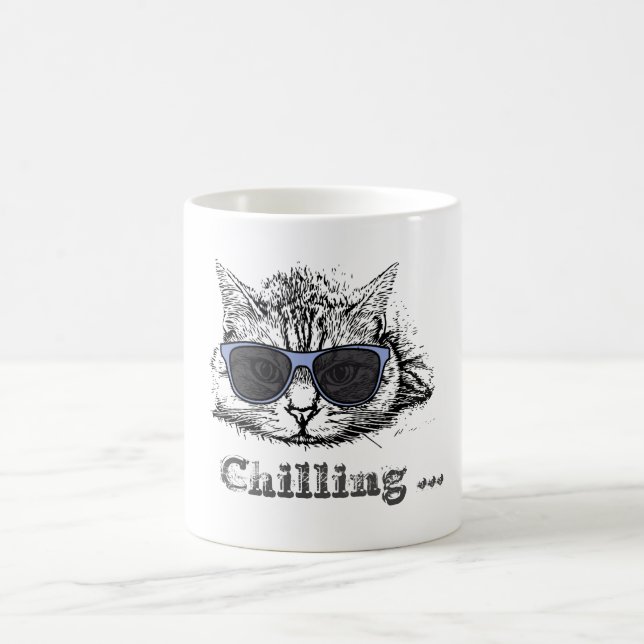 Funny Cat Chilling With Cute Sunglasses          Coffee Mug (Center)