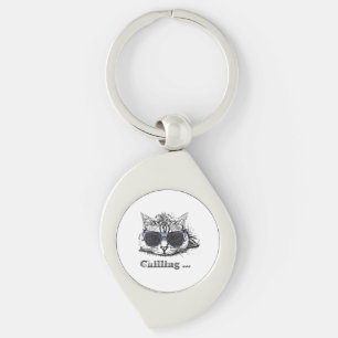 Funny Cat Chilling With Cute Sunglasses        Key Ring