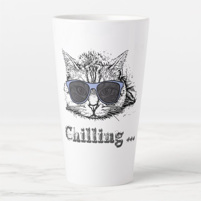 Funny Cat Chilling With Cute Sunglasses     Latte Mug (Front)
