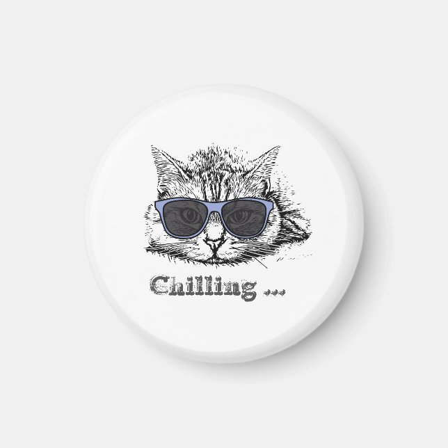 Funny Cat Chilling With Cute Sunglasses        Magnet (Front)