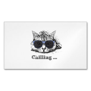 Funny Cat Chilling With Cute Sunglasses       Magnetic Business Card