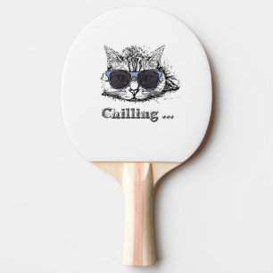 Funny Cat Chilling With Cute Sunglasses Ping Pong Paddle
