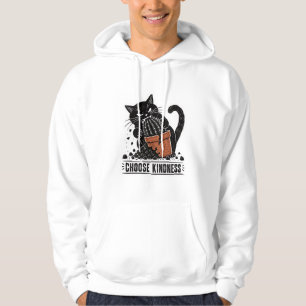 Funny Cat Choose Kindness Linocut Meme Hoodie